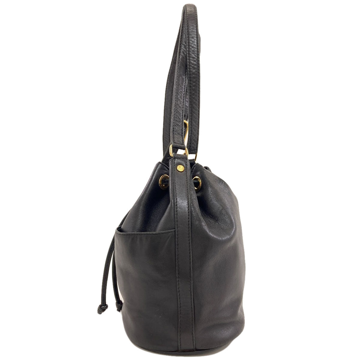 HUNTING WORLD Drawstring bag logo Shoulder Bag Leather Ladies [Used]