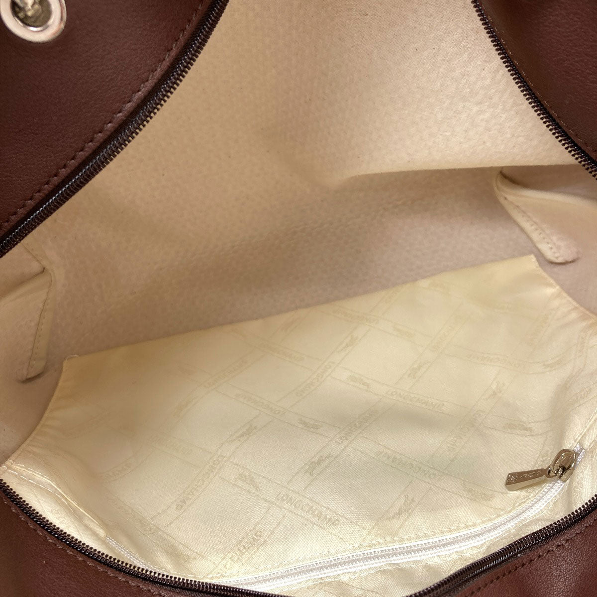 Longchamp logo Tote Bag Leather ClothLadies [Used]