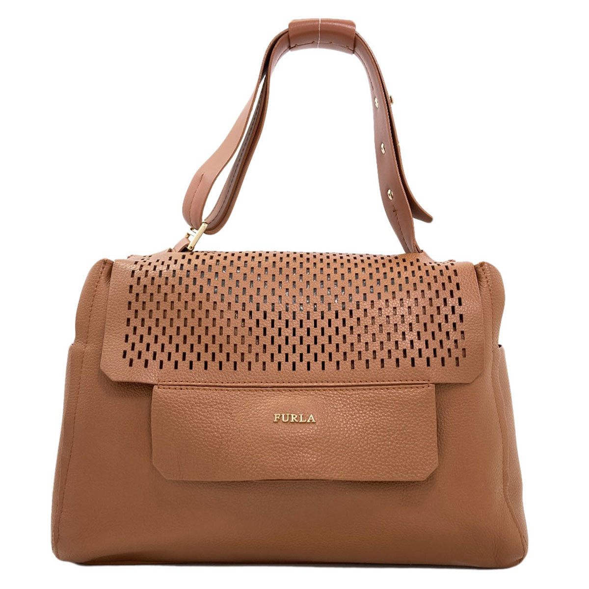 Furla punching Handbag Leather Ladies [Used]