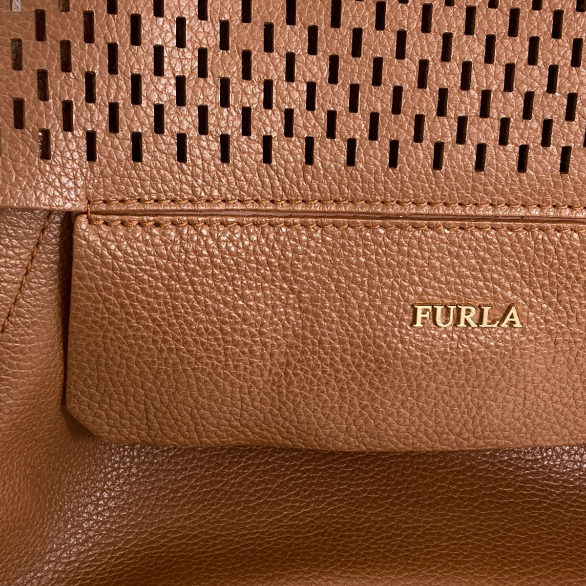 Furla punching Handbag Leather Ladies [Used]