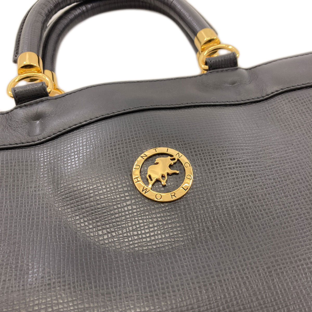 HUNTING WORLD logo Handbag Leather Ladies [Used]