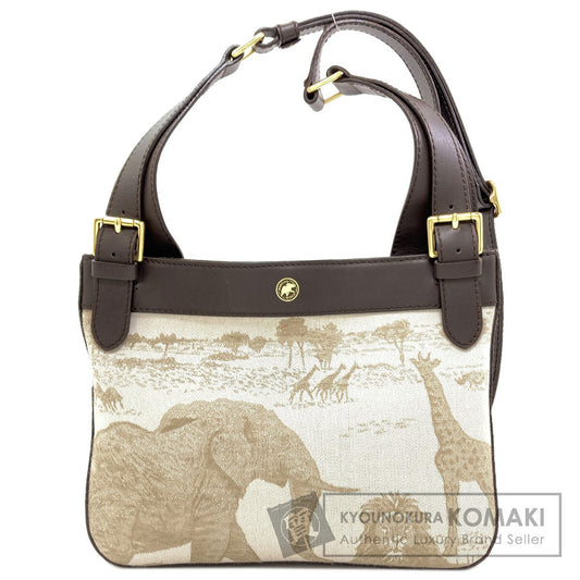 HUNTING WORLD Savanna motif animal Shoulder Bag Canvas LeatherLadies [Used]