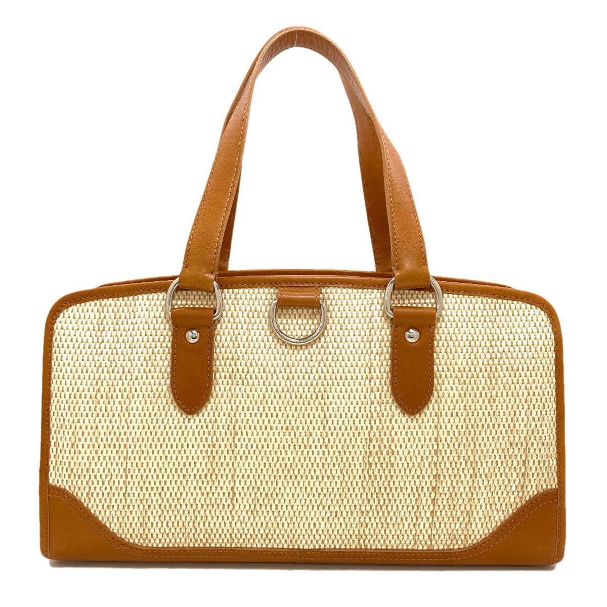 BURBERRY logo Handbag Raffia LeatherLadies [Used]