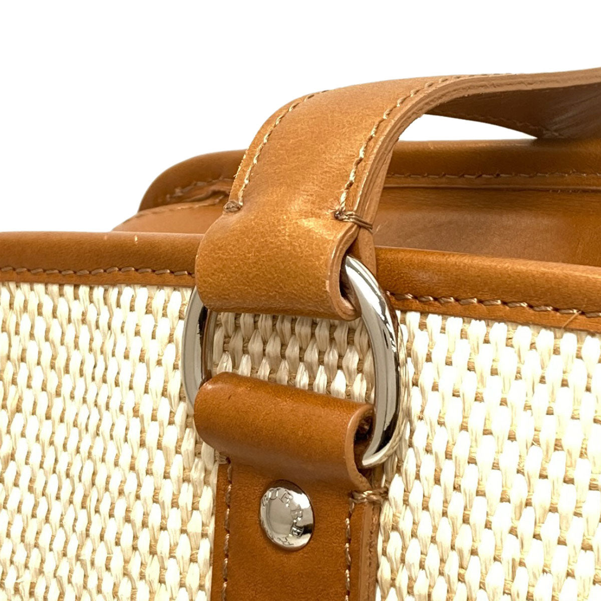 BURBERRY logo Handbag Raffia LeatherLadies [Used]