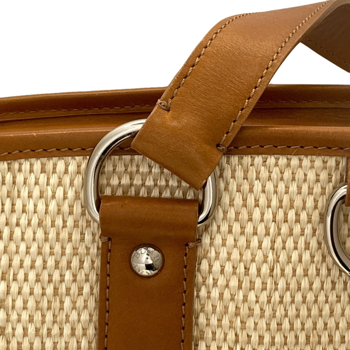 BURBERRY logo Handbag Raffia LeatherLadies [Used]
