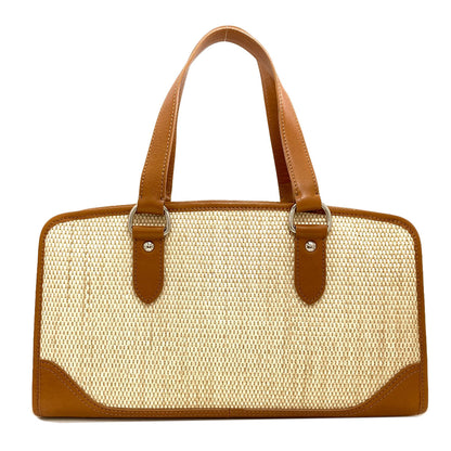 BURBERRY logo Handbag Raffia LeatherLadies [Used]
