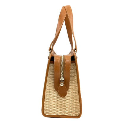 BURBERRY logo Handbag Raffia LeatherLadies [Used]