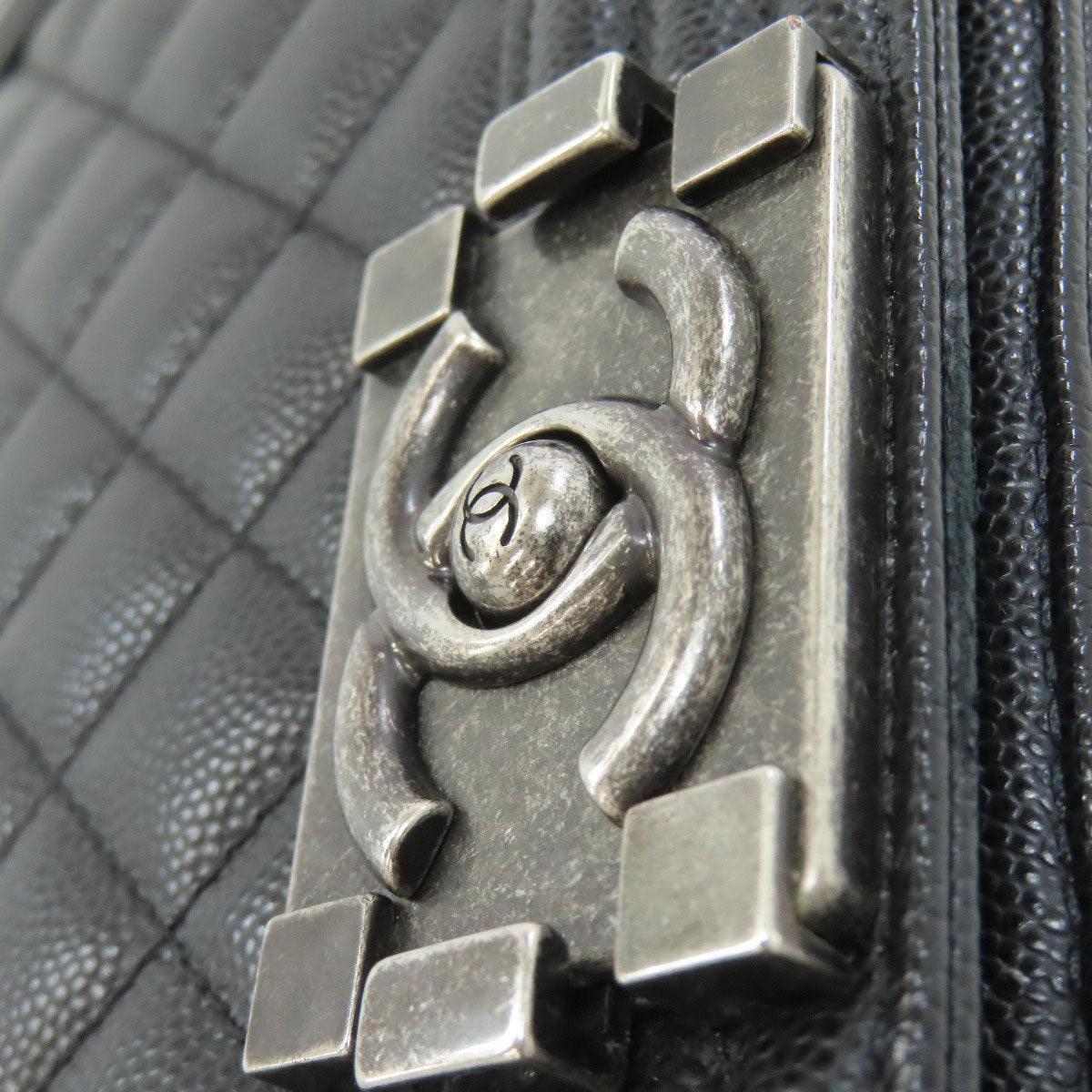 CHANEL Boy Chanel ChainShoulder SilverHardware Shoulder Bag Grained Calfskin Skin Ladies [Used]