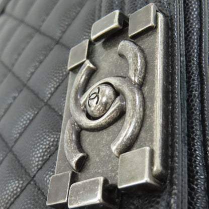 CHANEL Boy Chanel ChainShoulder SilverHardware Shoulder Bag Grained Calfskin Skin Ladies [Used]