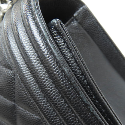 CHANEL Boy Chanel ChainShoulder SilverHardware Shoulder Bag Grained Calfskin Skin Ladies [Used]