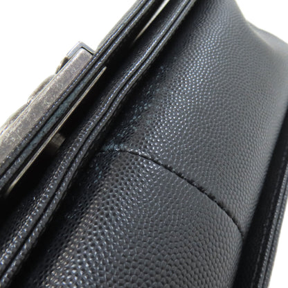 CHANEL Boy Chanel ChainShoulder SilverHardware Shoulder Bag Grained Calfskin Skin Ladies [Used]