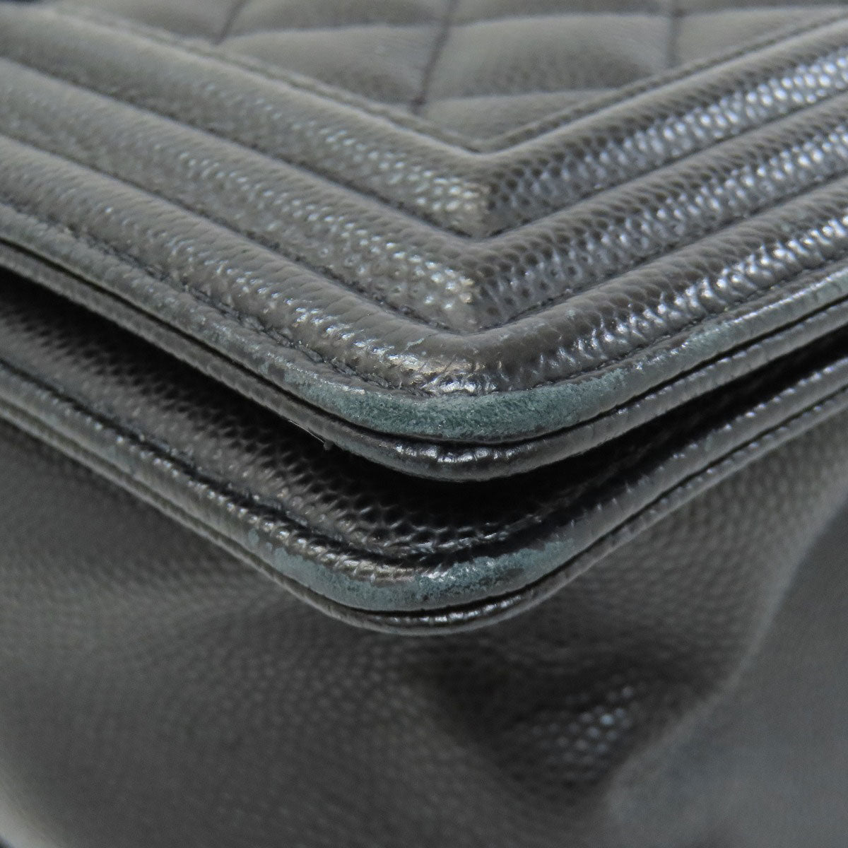 CHANEL Boy Chanel ChainShoulder SilverHardware Shoulder Bag Grained Calfskin Skin Ladies [Used]