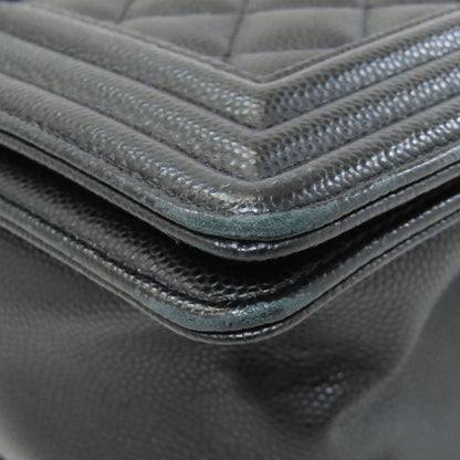 CHANEL Boy Chanel ChainShoulder SilverHardware Shoulder Bag Grained Calfskin Skin Ladies [Used]