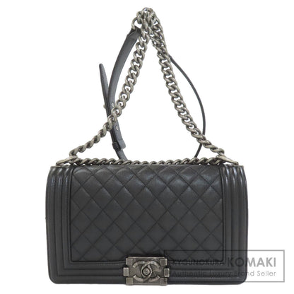 CHANEL Boy Chanel ChainShoulder SilverHardware Shoulder Bag Grained Calfskin Skin Ladies [Used]