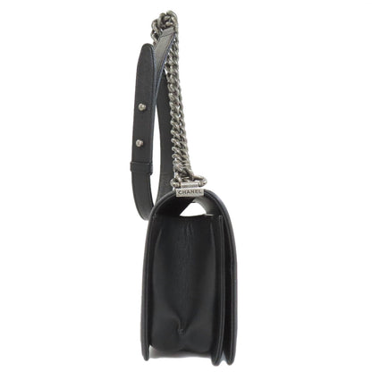 CHANEL Boy Chanel ChainShoulder SilverHardware Shoulder Bag Grained Calfskin Skin Ladies [Used]
