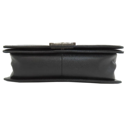 CHANEL Boy Chanel ChainShoulder SilverHardware Shoulder Bag Grained Calfskin Skin Ladies [Used]