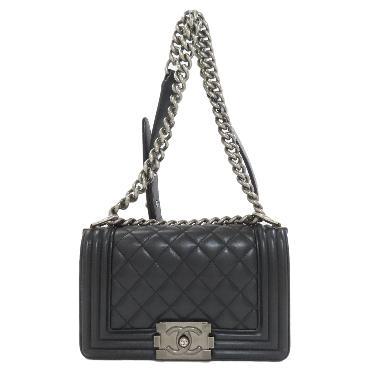 CHANEL Boy Chanel ChainShoulder SilverHardware Shoulder Bag Lambskin Ladies [Used]
