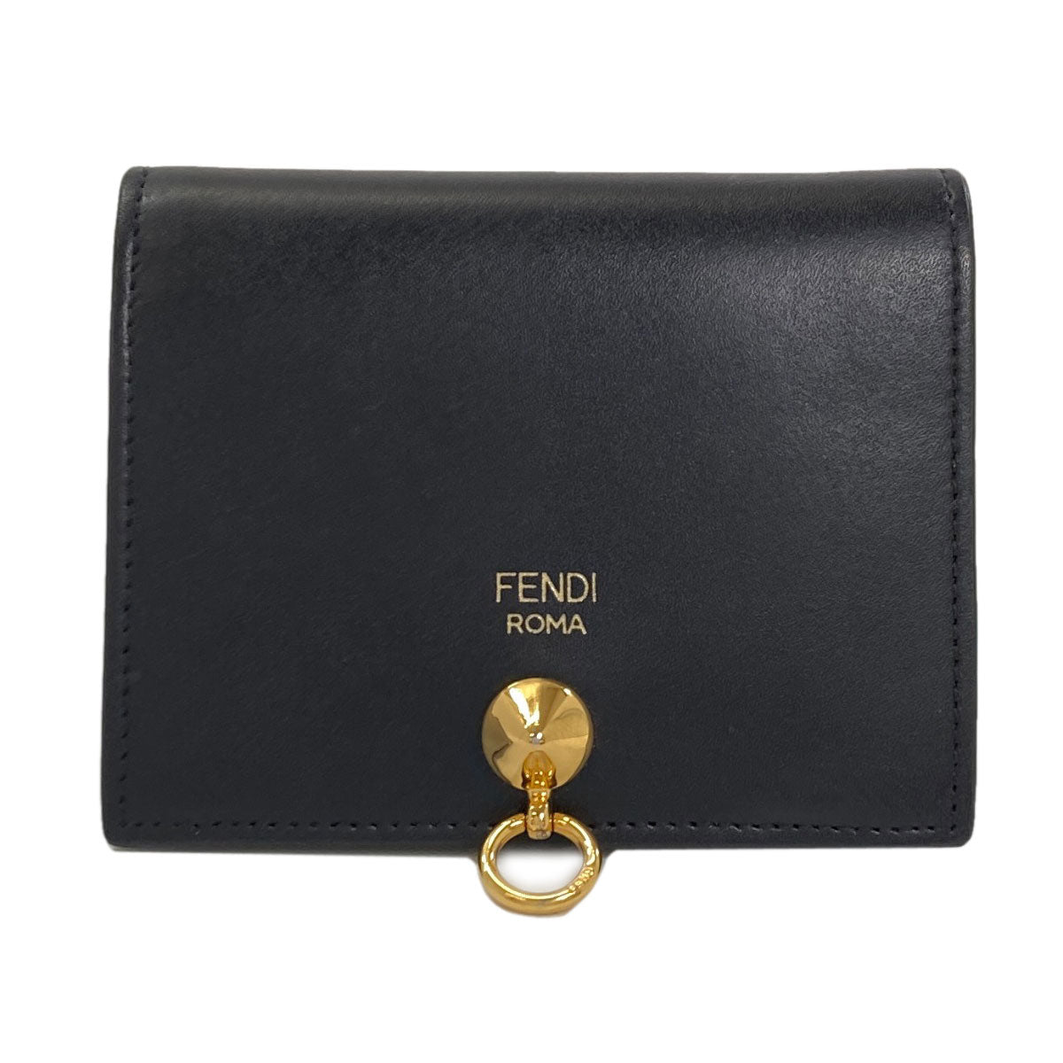 FENDI logo Bifold Wallet with Coin Pocket Leather Ladies [Used]