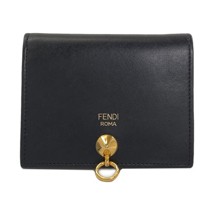 FENDI logo Bifold Wallet with Coin Pocket Leather Ladies [Used]