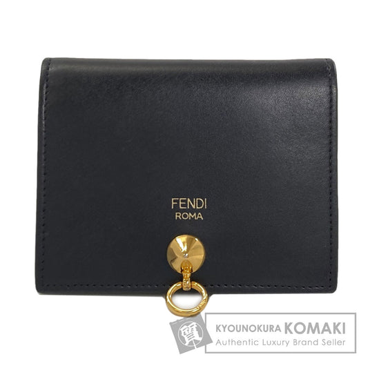 FENDI logo Bifold Wallet with Coin Pocket Leather Ladies [Used]