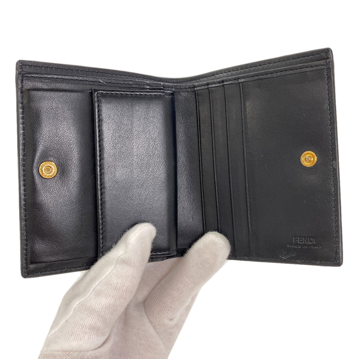 FENDI logo Bifold Wallet with Coin Pocket Leather Ladies [Used]