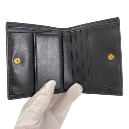 FENDI logo Bifold Wallet with Coin Pocket Leather Ladies [Used]
