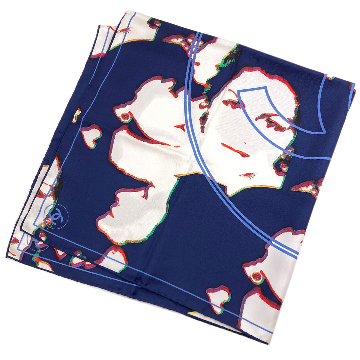 CHANEL COCO Mark Human Motif Scarf Silk Ladies [Used]