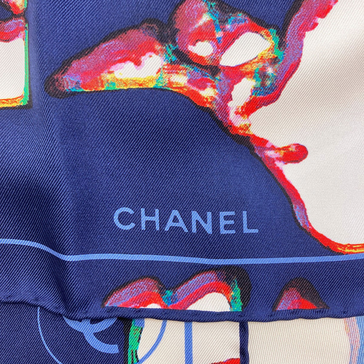 CHANEL COCO Mark Human Motif Scarf Silk Ladies [Used]