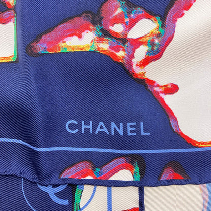 CHANEL COCO Mark Human Motif Scarf Silk Ladies [Used]
