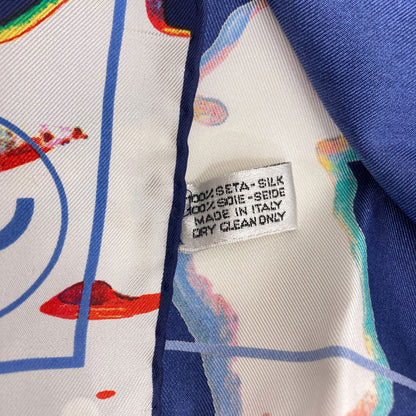CHANEL COCO Mark Human Motif Scarf Silk Ladies [Used]
