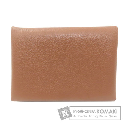 HERMES Calvi Duo SilverHardware Card Case Calf Ladies [Used]