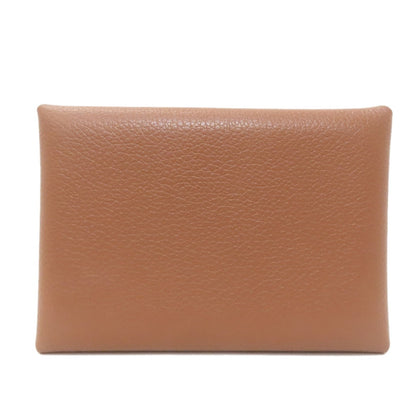 HERMES Calvi Duo SilverHardware Card Case Calf Ladies [Used]