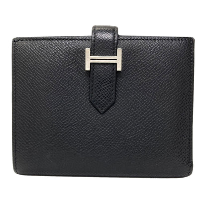 HERMES Bearn Compact SilverHardware Bifold Wallet with Coin Pocket Epsom Ladies [Used]
