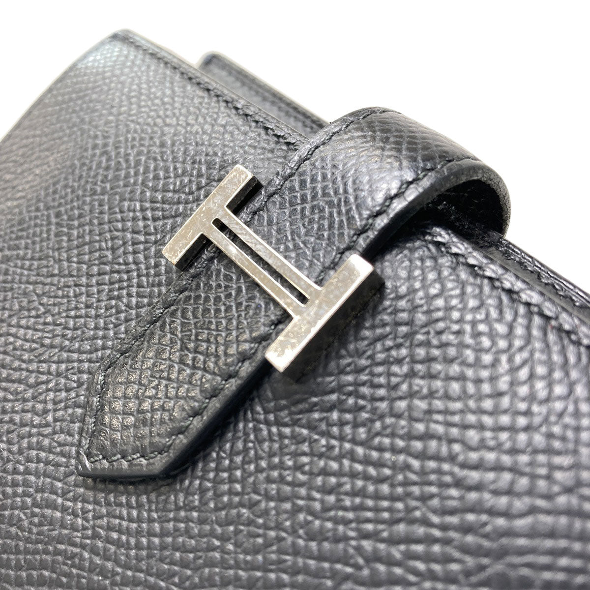 HERMES Bearn Compact SilverHardware Bifold Wallet with Coin Pocket Epsom Ladies [Used]
