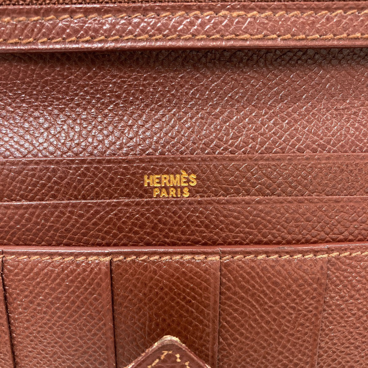 HERMES Bearn Classic GoldHardware Long wallet (with coin pocket) Epsom Ladies [Used]