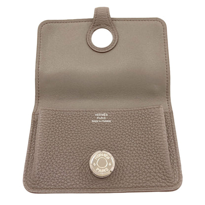 HERMES Dogon Etan Silver Hardware Card Case Togo Ladies [Used]