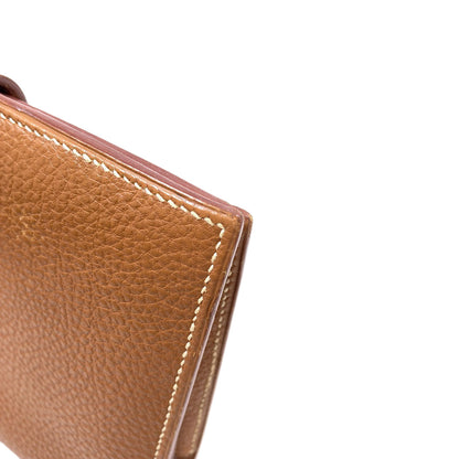 HERMES Jura Gold Hardware Bifold Wallet with Coin Pocket Ardennes Ladies [Used]