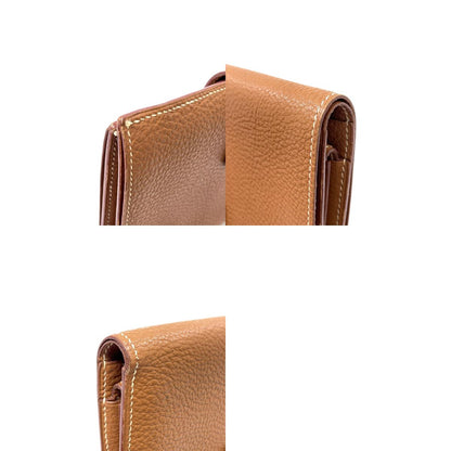 HERMES Jura Gold Hardware Bifold Wallet with Coin Pocket Ardennes Ladies [Used]