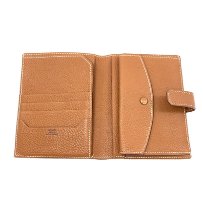 HERMES Jura Gold Hardware Bifold Wallet with Coin Pocket Ardennes Ladies [Used]