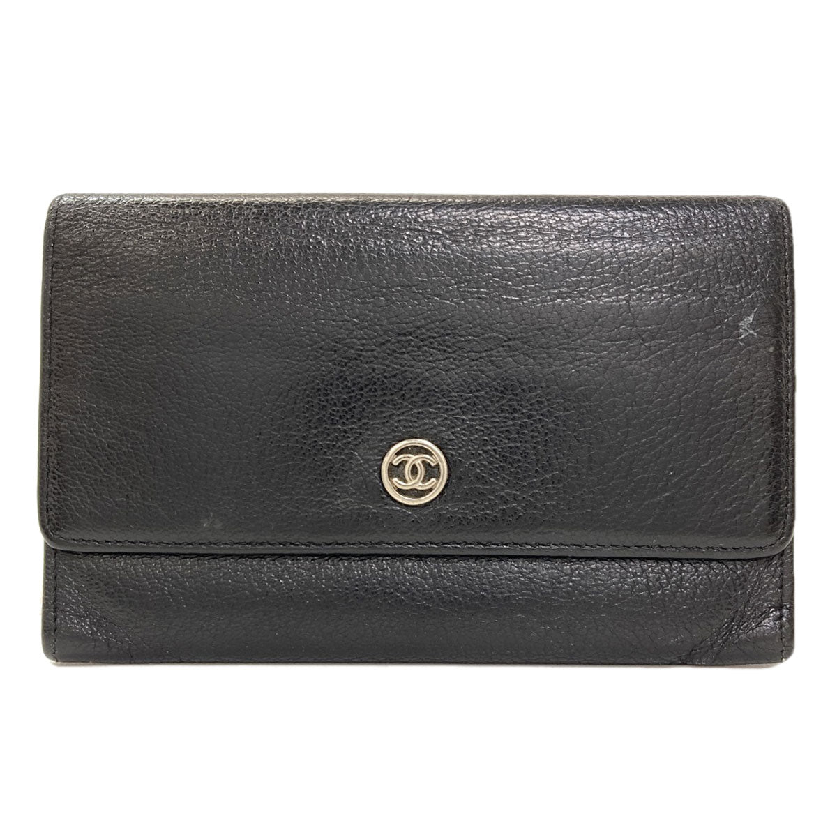 CHANEL COCO Mark SilverHardware Long wallet (with coin pocket) Calf Ladies [Used]