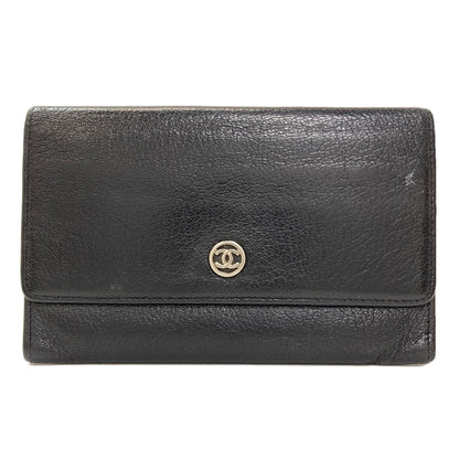CHANEL COCO Mark SilverHardware Long wallet (with coin pocket) Calf Ladies [Used]