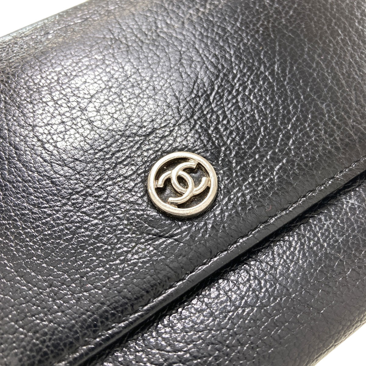CHANEL COCO Mark SilverHardware Long wallet (with coin pocket) Calf Ladies [Used]