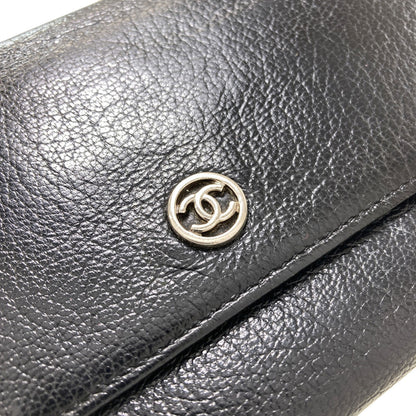 CHANEL COCO Mark SilverHardware Long wallet (with coin pocket) Calf Ladies [Used]