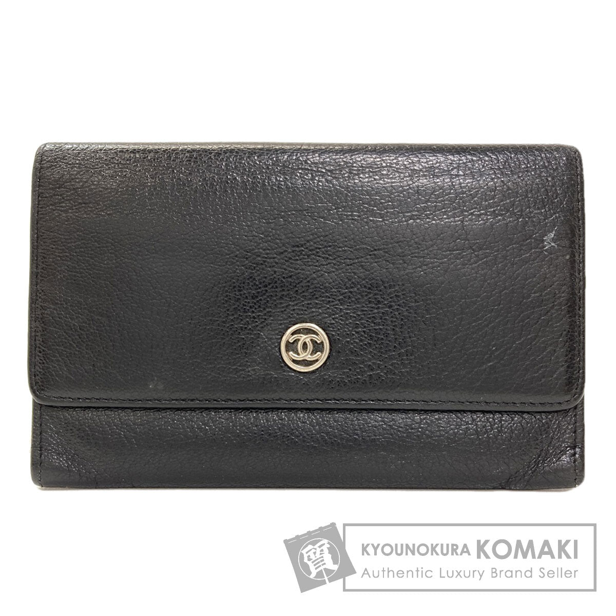 CHANEL COCO Mark SilverHardware Long wallet (with coin pocket) Calf Ladies [Used]