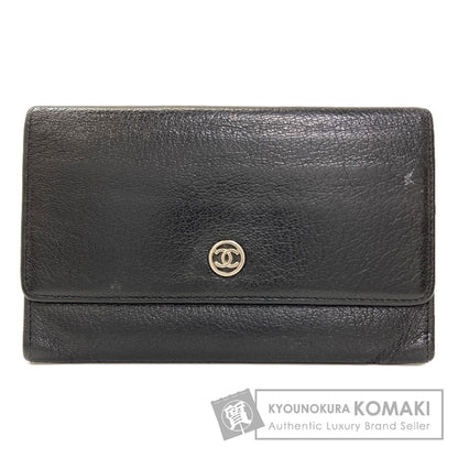 CHANEL COCO Mark SilverHardware Long wallet (with coin pocket) Calf Ladies [Used]