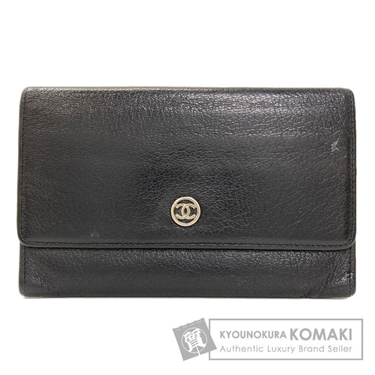 CHANEL COCO Mark SilverHardware Long wallet (with coin pocket) Calf Ladies [Used]