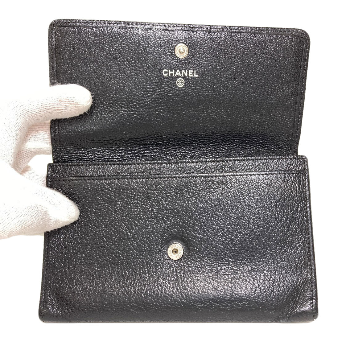 CHANEL COCO Mark SilverHardware Long wallet (with coin pocket) Calf Ladies [Used]