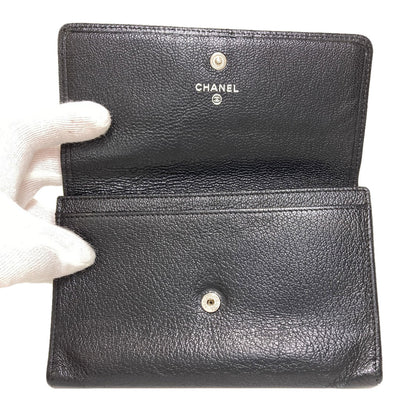 CHANEL COCO Mark SilverHardware Long wallet (with coin pocket) Calf Ladies [Used]