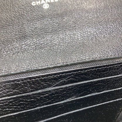 CHANEL COCO Mark SilverHardware Long wallet (with coin pocket) Calf Ladies [Used]