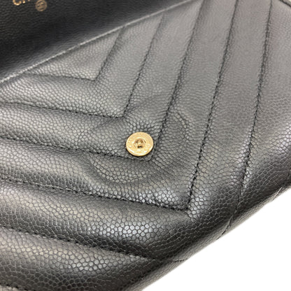 CHANEL 27723991 V Stitch COCO Mark GoldHardware Long wallet (with coin pocket) Soft Grained Calfskin Ladies [Used]